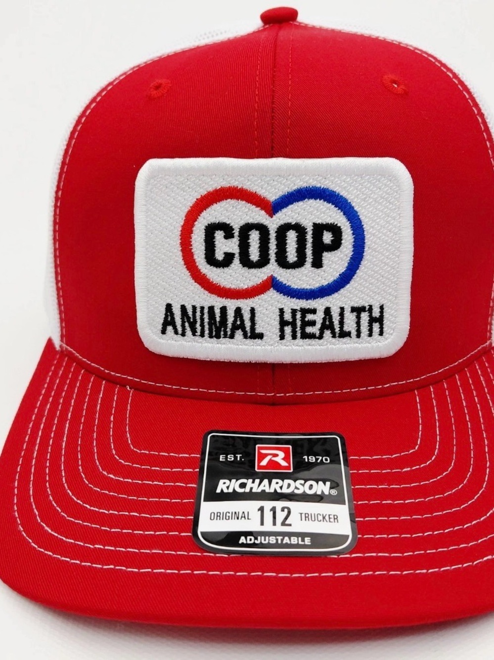 CO-OP Animal Health Farm Ranch Embroidered Patch Richardson 112 Hat Cap Red